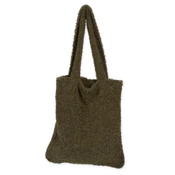 Teddytasche, Schultertasche, Shopper aus Teddyfell, dunkelgrün