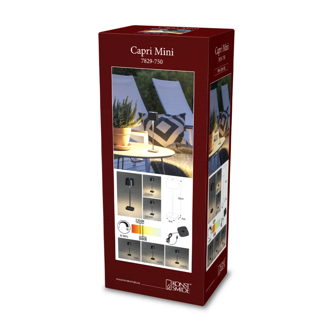 Tischleuchte Capri Mini schwarz, 25cm, Konstsmide