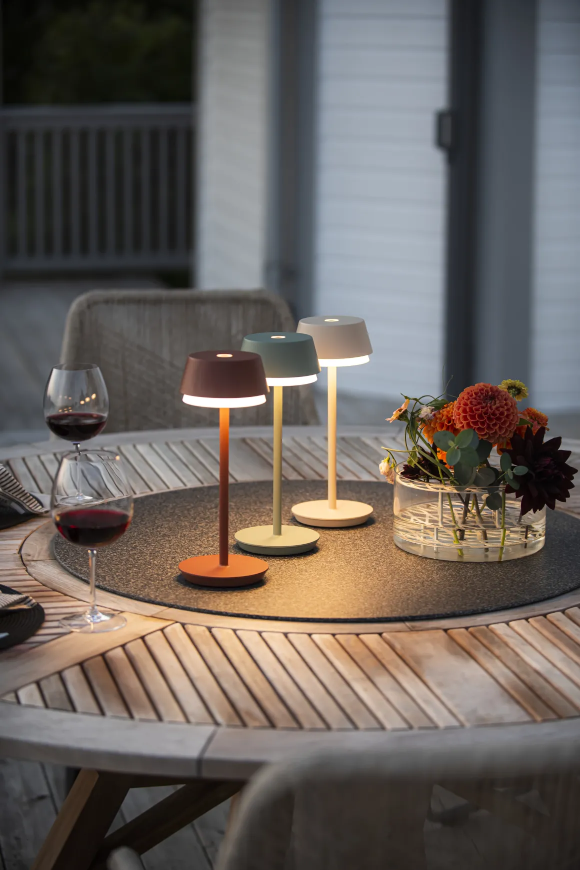 Tischleuchte Lyon grün/grau, 30cm, Konstsmide