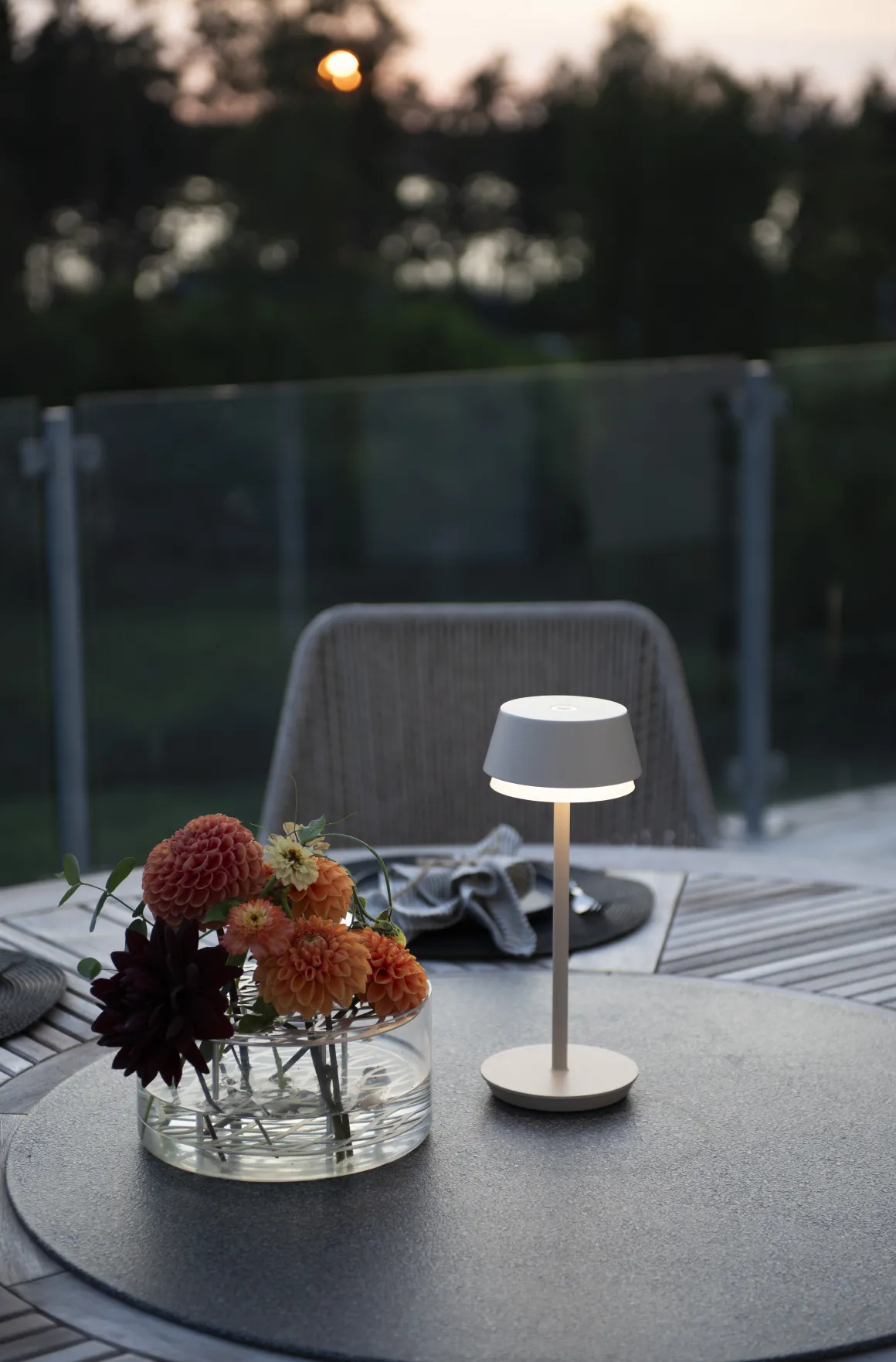 Tischleuchte Lyon sand, 30cm, Konstsmide