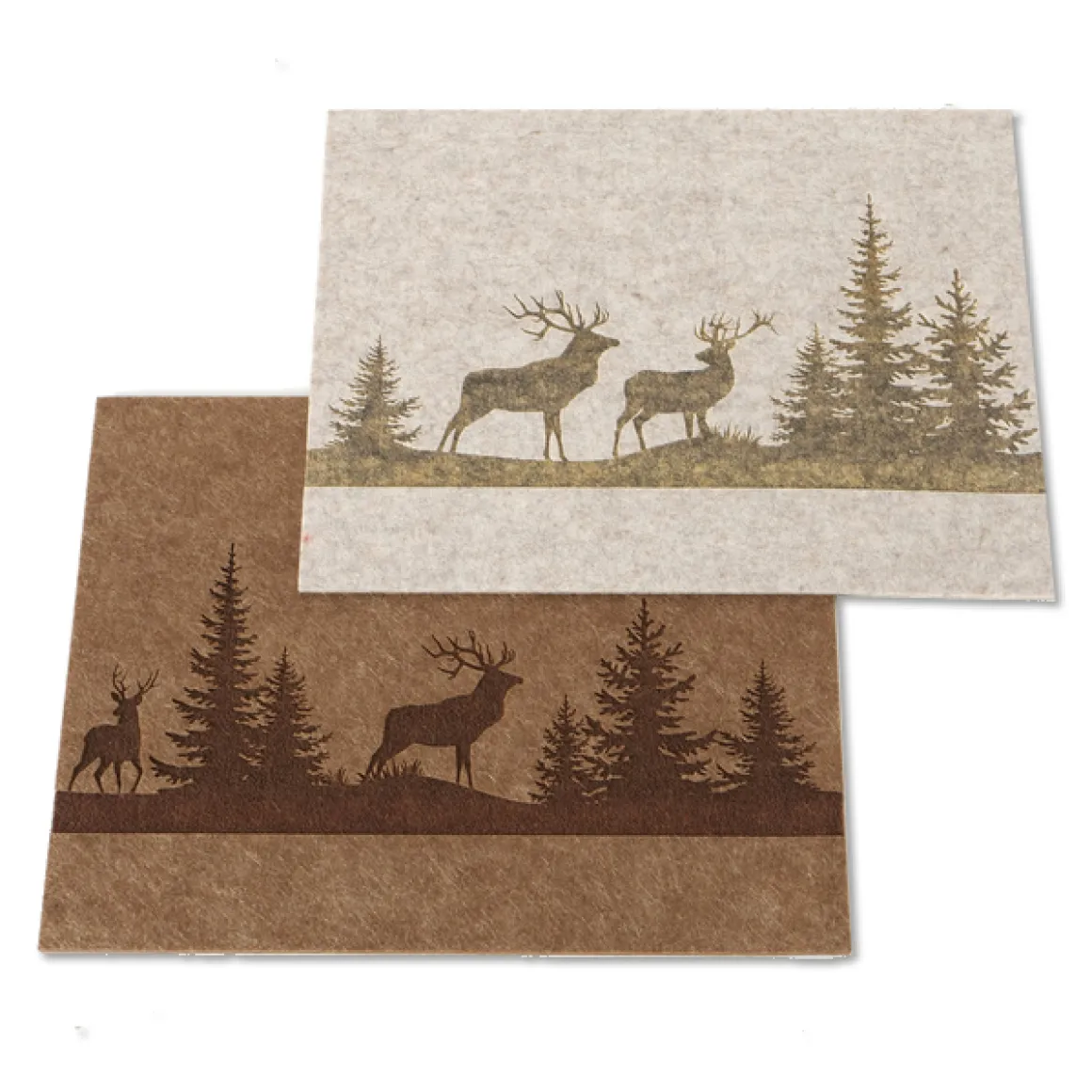 Tischset Hirsch Ludwig, Filzset Hirsche im Wald, braun, 45x35cm, Boltze Home Collections