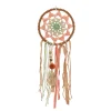 Traumfänger Boho gehäckelt, Dreamcatcher mit Pompons und Schnüre, braun-lachs