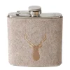 Trinkflasche Hirsch Vilbert, Flaschmann aus Filz mit Hirschkopf Mitte, 11x9cm, Boltze Home Collections