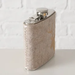 Trinkflasche Hirsch Vilbert, Flaschmann aus Filz mit Hirschkopf Mitte, 11x9cm, Boltze Home Collections