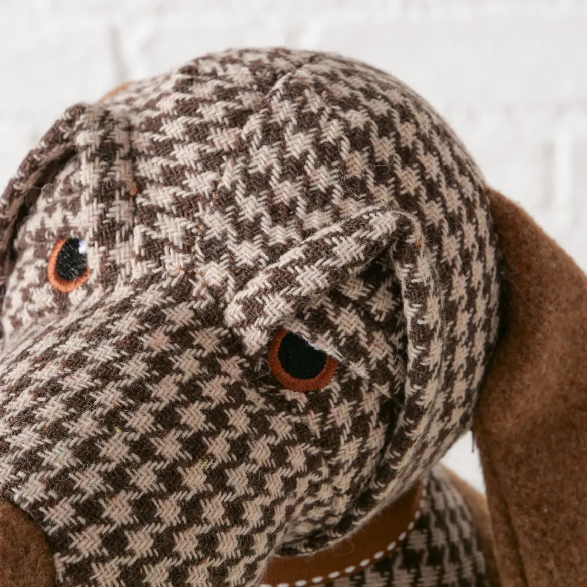 Türstopper Hund Cooper, Stoffhund im braunen Pepita-Look, Boltze Home Collection