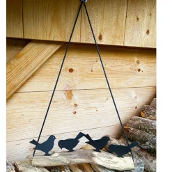 Vögel aus Eisen auf Naturholzast, 80x60cm, Hänger, WMG Grünberger