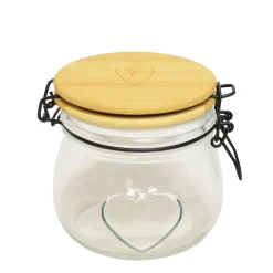 Vorratsglas Herz, Schnappglas mit Bambusdeckel und Herz, 11x14cm