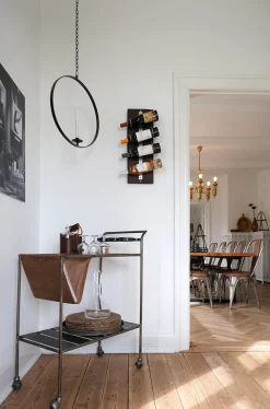 Wand Weinregal für 4 Flaschen, Holz-Metall, 59x20cm, Wandregal, Trademark Living