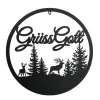 Wandobjekt Hirsch Ludwig, Metallschild mit Spruch: Grüss Gott, Ø50cm, Boltze Home Collections