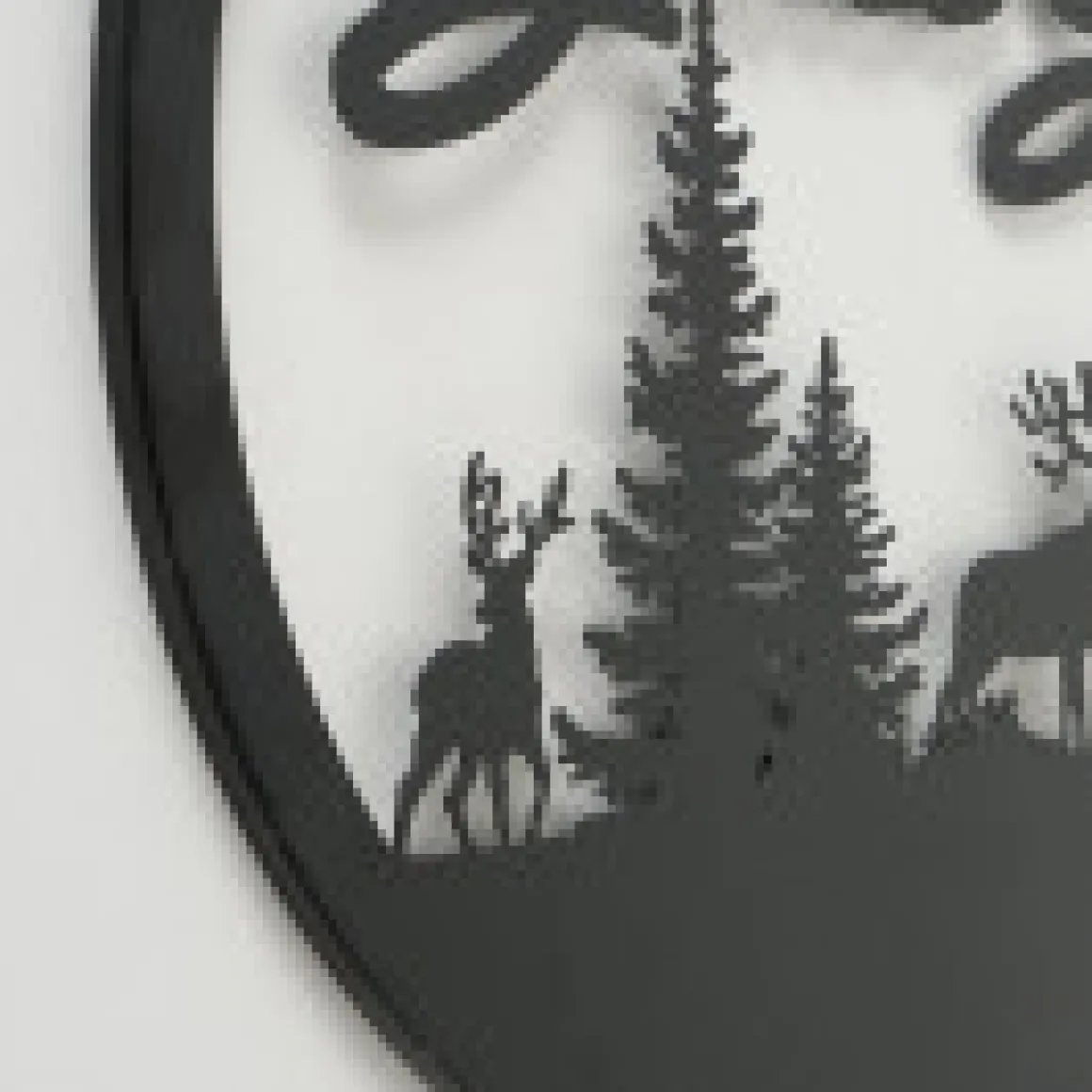 Wandobjekt Hirsch Ludwig, Metallschild mit Spruch: Grüss Gott, Ø50cm, Boltze Home Collections