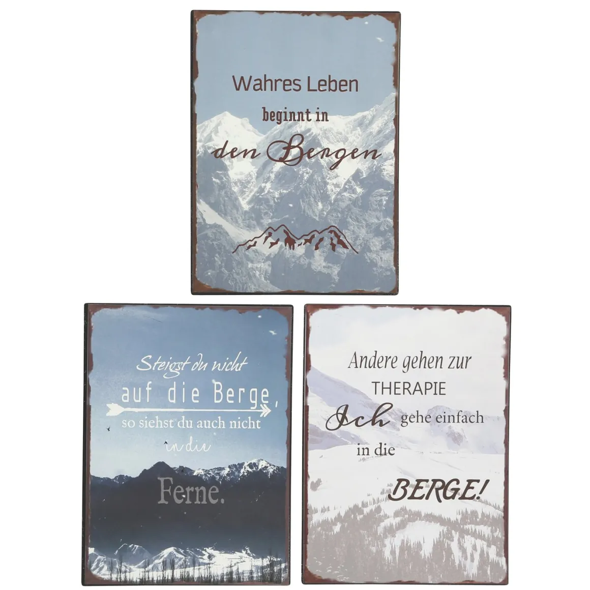 Wandschild Berge, Metallschild: Steigst du nicht auf die Berge, 40x30cm, Boltze Home Collections