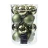 Weihnachtsbaumkugeln aus Glas, rosmaringrün glanz/matt, Ø8cm, 16St/Box, Decoris