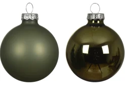 Weihnachtsbaumkugeln aus Glas, rosmaringrün glanz/matt, Ø8cm, 16St/Box, Decoris