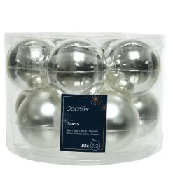 Weihnachtsbaumkugeln aus Glas, silber glanz/matt, Ø6cm, 10St/Box, Decoris