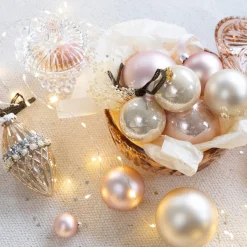 Weihnachtsbaumkugeln aus Glas, perle emaille/matt, Ø4cm, 18St/Box, Decoris