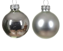 Weihnachtsbaumkugeln aus Glas, silber glanz/matt, Ø4cm, 18St/Box, Decoris