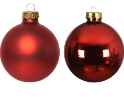 Weihnachtsbaumkugeln aus Glas, weihnachtsrot glanz/matt, Ø10cm, 4St/Box, Decoris