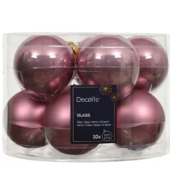 Weihnachtsbaumkugeln aus Glas, altpink glanz/matt, Ø6cm, 10St/Box, Decoris