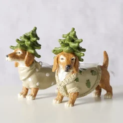 Weihnachtshänger Dackel Xander, Dackel mit Pullover und Tannenbaum-Hut, Boltze Home Collections