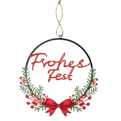 Weihnachtshänger Noel: Frohes Fest, Metallhänger Weihnachten rund, Boltze Home Collections