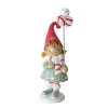 Wichtel Jingle mit Ballon, Weihnachtswichel Mädchen mit roter Mütze und grünem Kleid, Boltze Home Collections