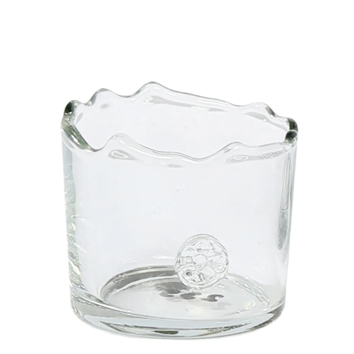 Windlicht Glas Organic mit unregelmäßigem Rand und Button, 8cm, WMG Grünberger