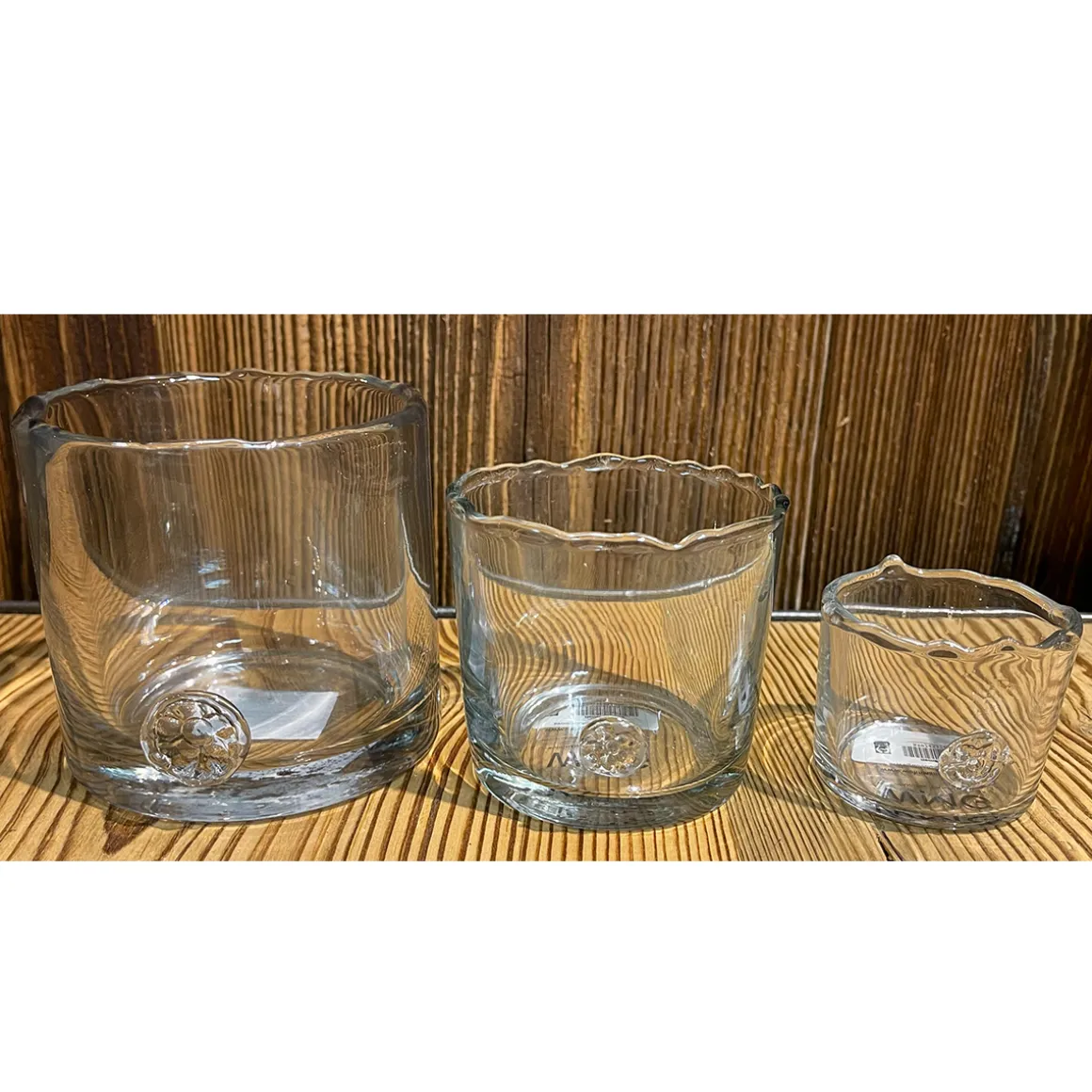 Windlicht Glas Organic mit unregelmäßigem Rand und Button, 8cm, WMG Grünberger