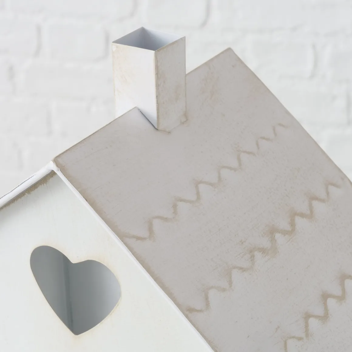 Windlicht Haus Mariele, Metallhaus weiß mit Herz und Blume, 27x35cm, Boltze Home Collections