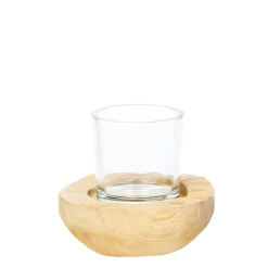 Windlicht Naturholz Knut, Naturholzschale mit Glaskörper, 8cm, WMG Grünberger