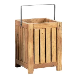 Windlicht Naturholz, Laterne Sharon mit Henkel, 40x30cm, WMG Grünberger