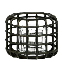 Windlicht Gitteroptik Zenon, Kerzenhalter antik look bronze, 12cm, WMG Grünberger