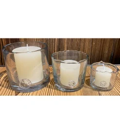 Windlicht Glas Organic mit unregelmäßigem Rand und Button, 10cm, WMG Grünberger