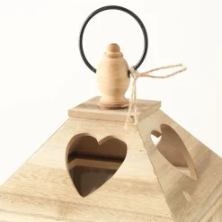 Windlicht Jules mit Herz, Holzlaterne 14x14x24cm, Boltze Home Collections