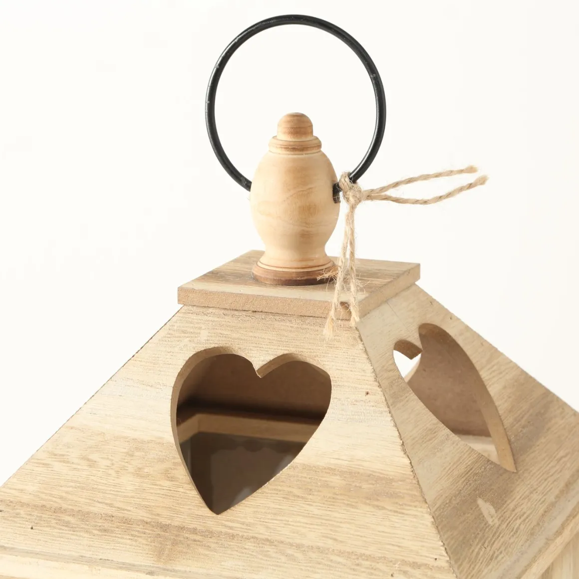 Windlicht Jules mit Herz, Holzlaterne 14x14x24cm, Boltze Home Collections