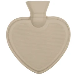 Wärmflasche in Herzform braun-grau, Filzüberzug mit Kordel