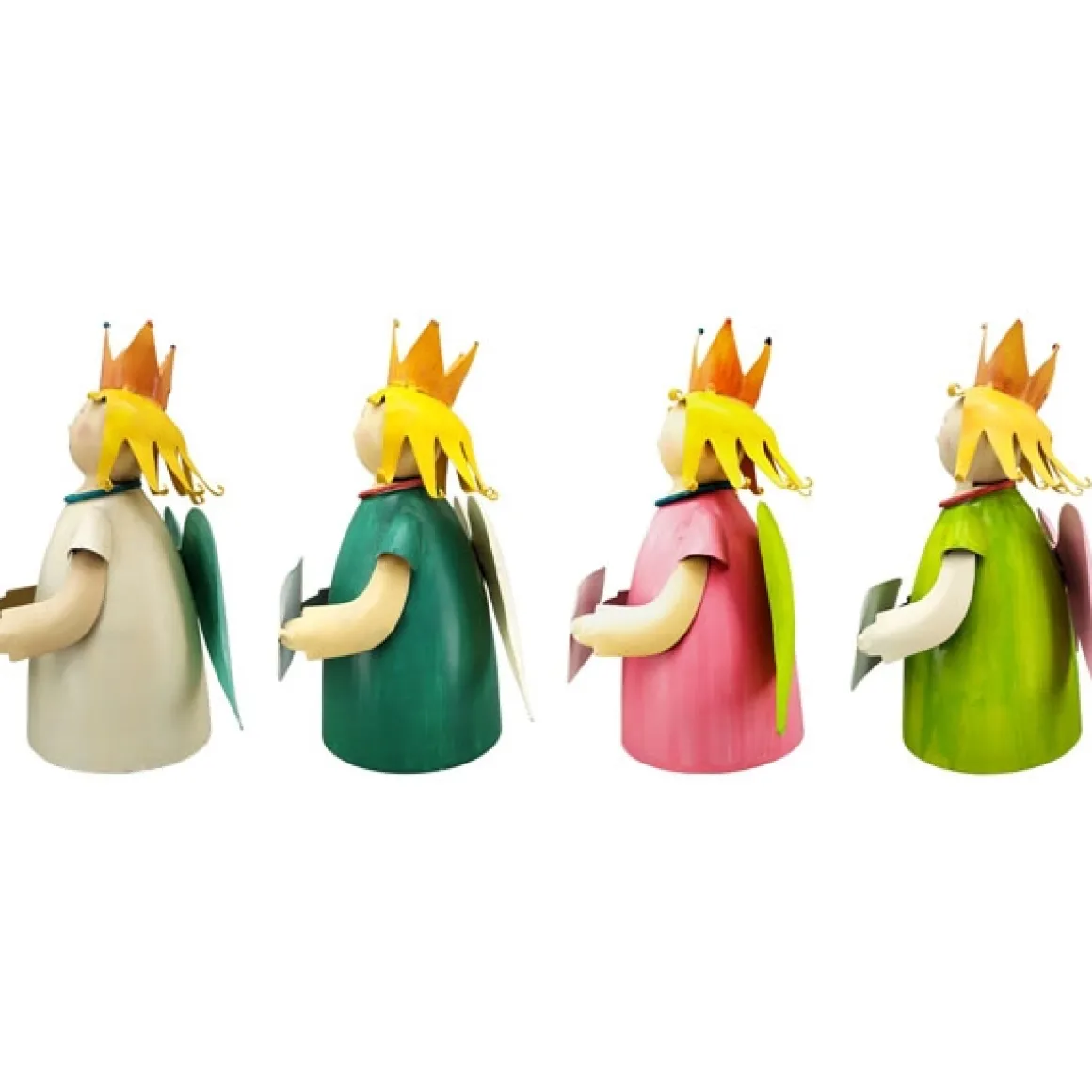 Zaunhocker Engel Schutzengel, Metallengel mit Krone und Schild: Herzlichen Glückwunsch, 21cm