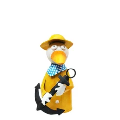 Zaunhocker Möwe, Metallmöwe mit Regenmantel und Anker, 15x21cm