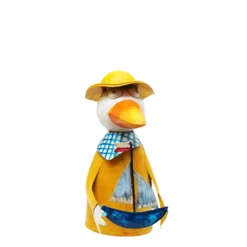 Zaunhocker Möwe, Metallmöwe mit Regenmantel und Schiff, 15x21cm