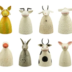 Zaunhocker Bauernhoftier Pferd used look, kleines Metallpferd gelb, 18cm