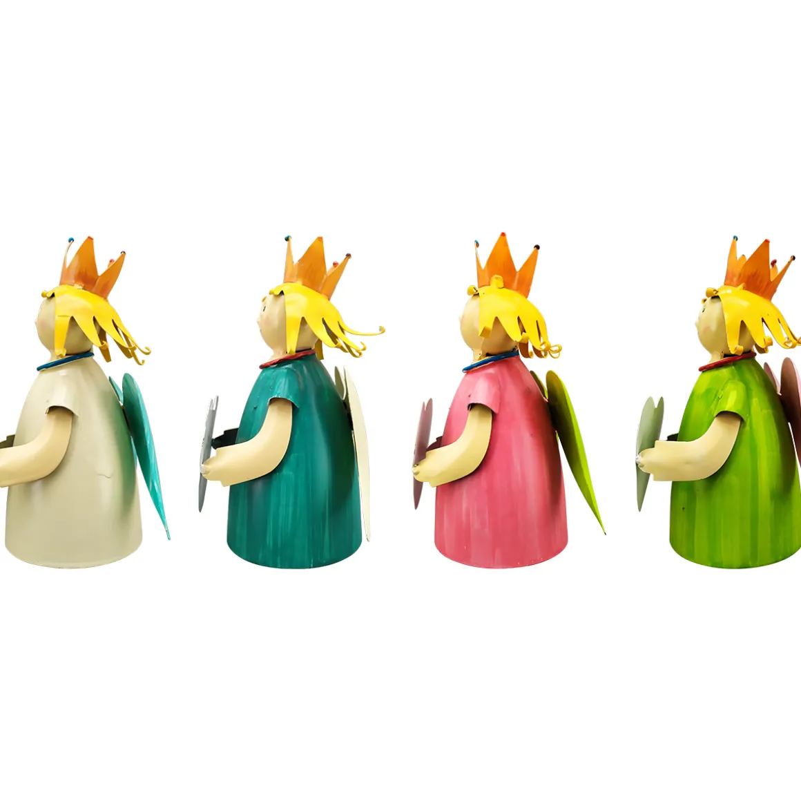 Zaunhocker Engel Schutzengel, Metallengel mit Krone und Schild: Schön, dass du da bist, 21cm