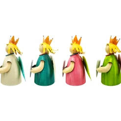 Zaunhocker Engel Schutzengel, Metallengel mit Krone und Schild: Glück für dich, 21cm