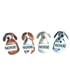 Zaunhocker Hund, Metallhund brauntöne used look mit Schild: Wachhund, 19cm