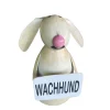 Zaunhocker Hund, Metallhund beige used look mit Schild: Wachhund, 19cm