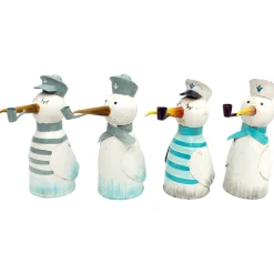 Zaunhocker Matrose Möwe, Metallvogel mit Halstuch blau, used look, 20cm