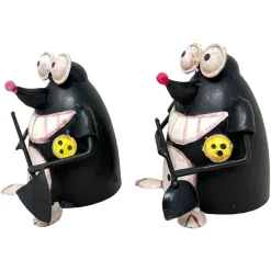 Zaunhocker Maulwurf, Metallmaulwurf mit Halbschaufel und Blindenzeichen, 14cm