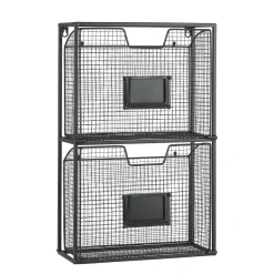 Zeitschriftenhalter mit 2 Fächer für die Wand, Hängekörbe aus Metall, 34x55cm, Ib Laursen